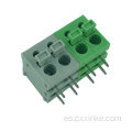 90 grados 5.0 mm Pitch Green and Grey Spring PCB Terminal Bloque Conector con botones